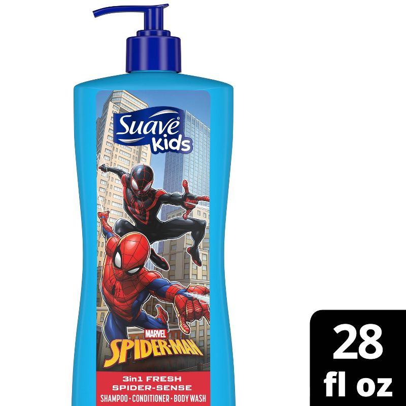 slide 1 of 5, Suave Kids' Spider-Man 3-in-1 Pump Shampoo + Conditioner + Body Wash - Fresh Spider-Sense - 28 fl oz, 28 fl oz