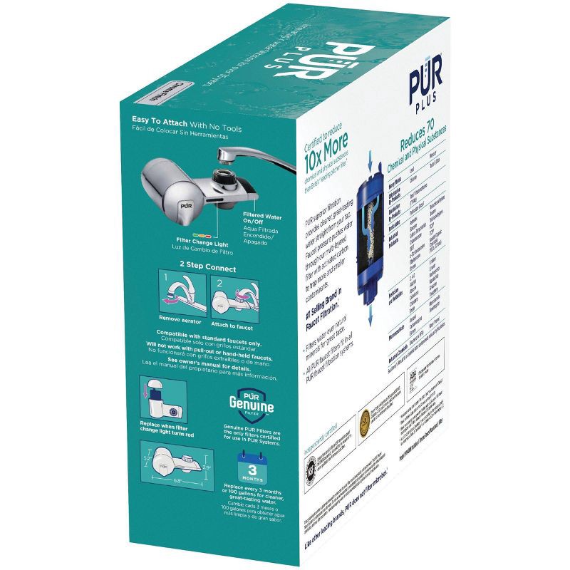 slide 13 of 14, PUR Filtration PLUS Faucet Horizontal Mount Water Filtration System Chrome PFM400H: Best Sink Filter, Lead & Mercury Removal, Easy Install, 1 ct