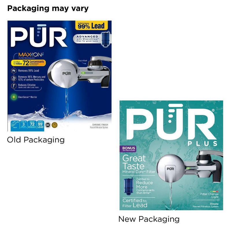 slide 14 of 14, PUR Filtration PLUS Faucet Horizontal Mount Water Filtration System Chrome PFM400H: Best Sink Filter, Lead & Mercury Removal, Easy Install, 1 ct