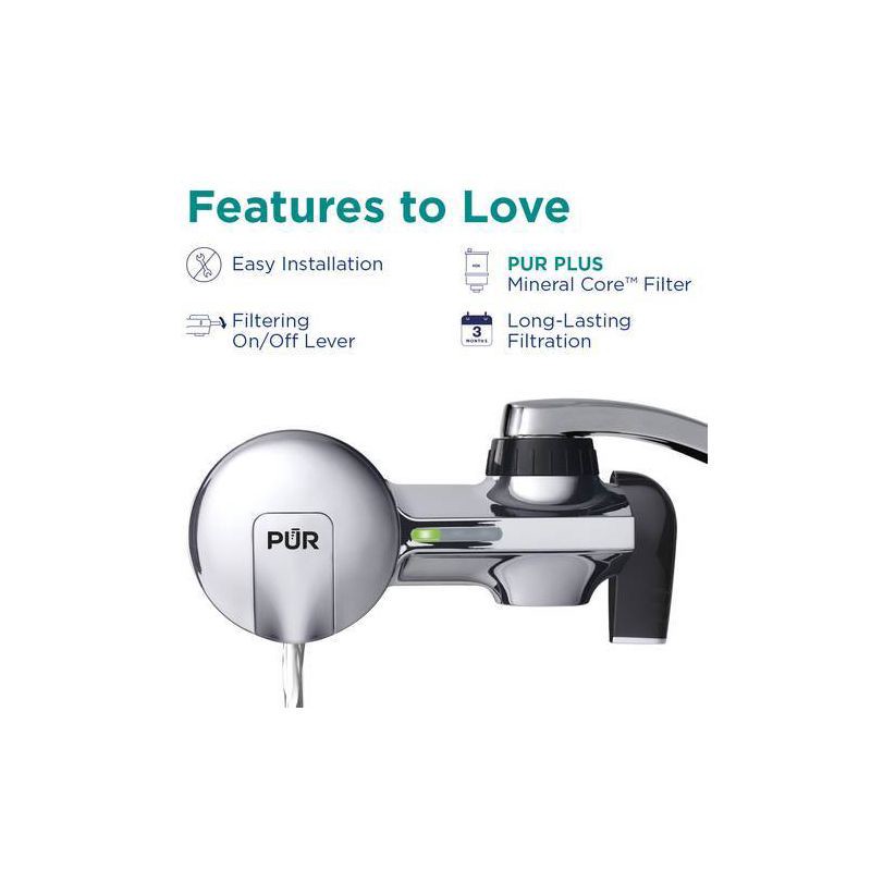 slide 4 of 14, PUR Filtration PLUS Faucet Horizontal Mount Water Filtration System Chrome PFM400H: Best Sink Filter, Lead & Mercury Removal, Easy Install, 1 ct