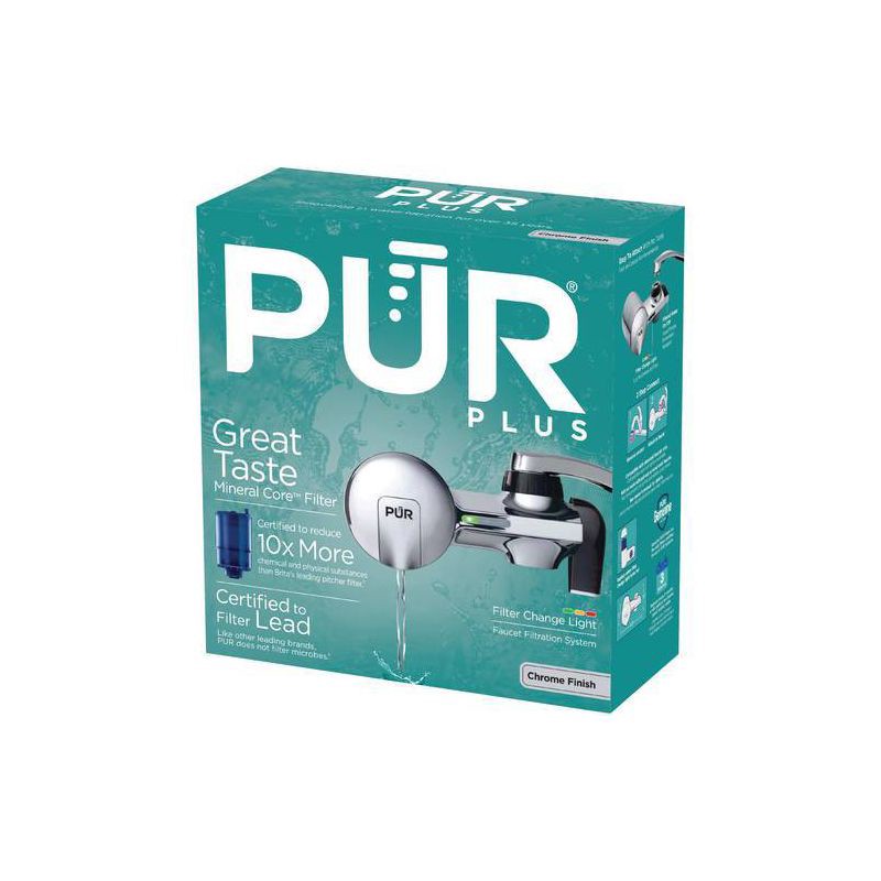 slide 11 of 14, PUR Filtration PLUS Faucet Horizontal Mount Water Filtration System Chrome PFM400H: Best Sink Filter, Lead & Mercury Removal, Easy Install, 1 ct