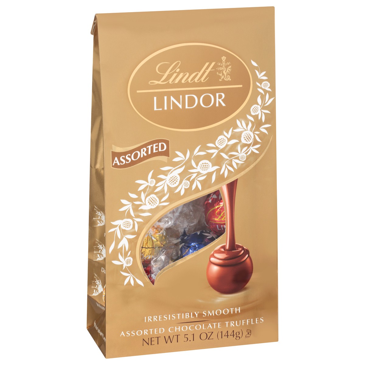 slide 8 of 9, Lindt LINDOR Assorted Chocolate Candy Truffles, Chocolate with Smooth, Melting Truffle Center, 5.1 oz. Bag, 5.1 oz