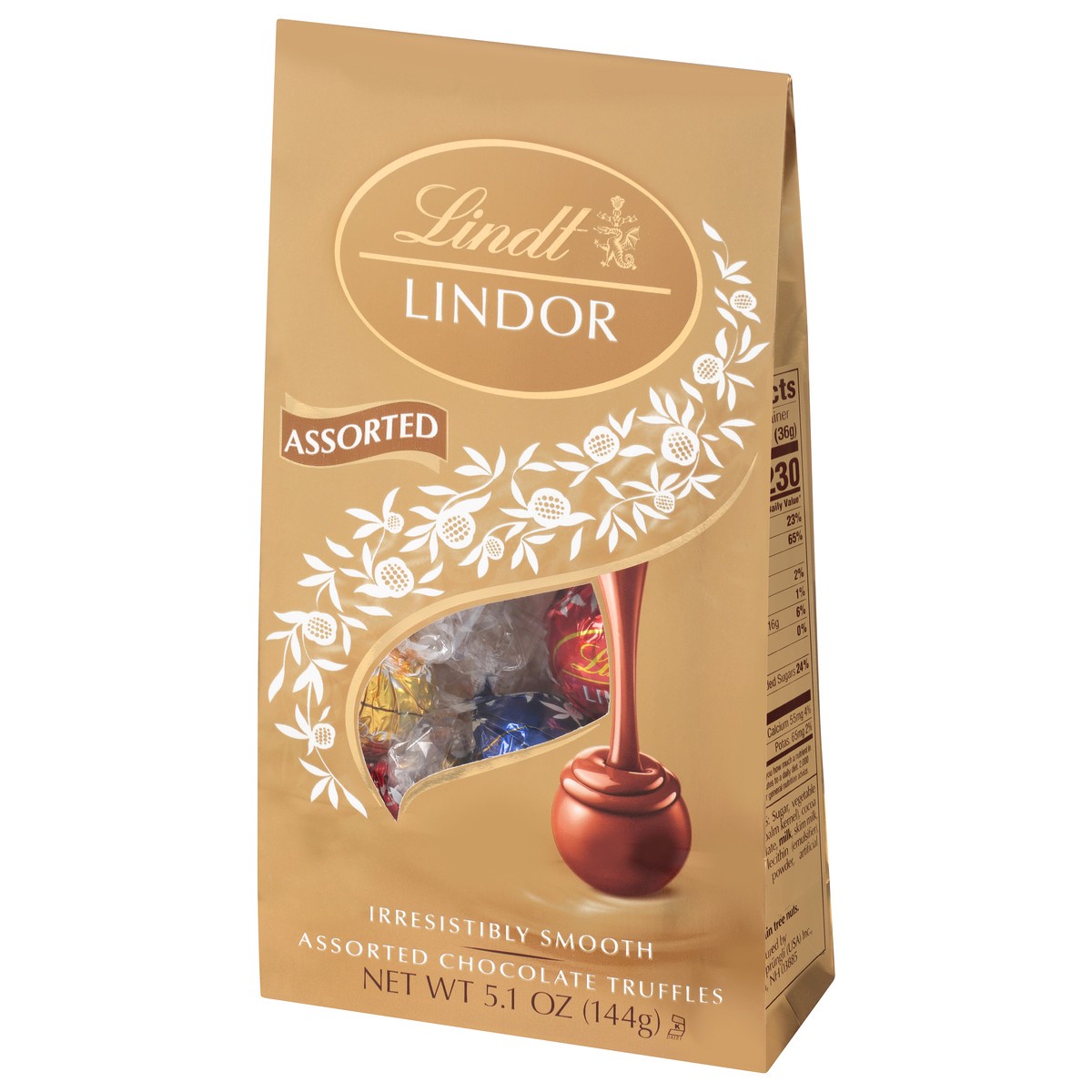 slide 2 of 9, Lindt LINDOR Assorted Chocolate Candy Truffles, Chocolate with Smooth, Melting Truffle Center, 5.1 oz. Bag, 5.1 oz