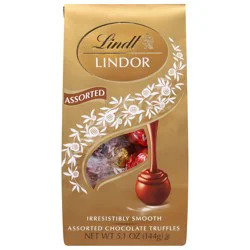 Lindt LINDOR Assorted Chocolate Candy Truffles, Chocolate with Smooth, Melting Truffle Center, 5.1 oz. Bag