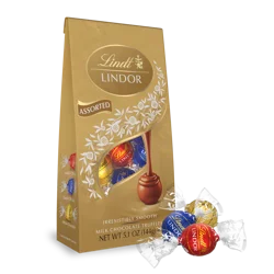 Lindt LINDOR Assorted Chocolate Candy Truffles, Chocolate with Smooth, Melting Truffle Center, 5.1 oz. Bag
