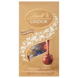 Lindt LINDOR Assorted Chocolate Candy Truffles, Chocolate with Smooth, Melting Truffle Center, 5.1 oz. Bag