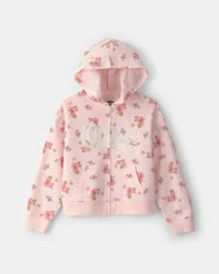 Oshkosh Girls Floral Logo Zip-Up Hoodie - Pink, Size 6-6X