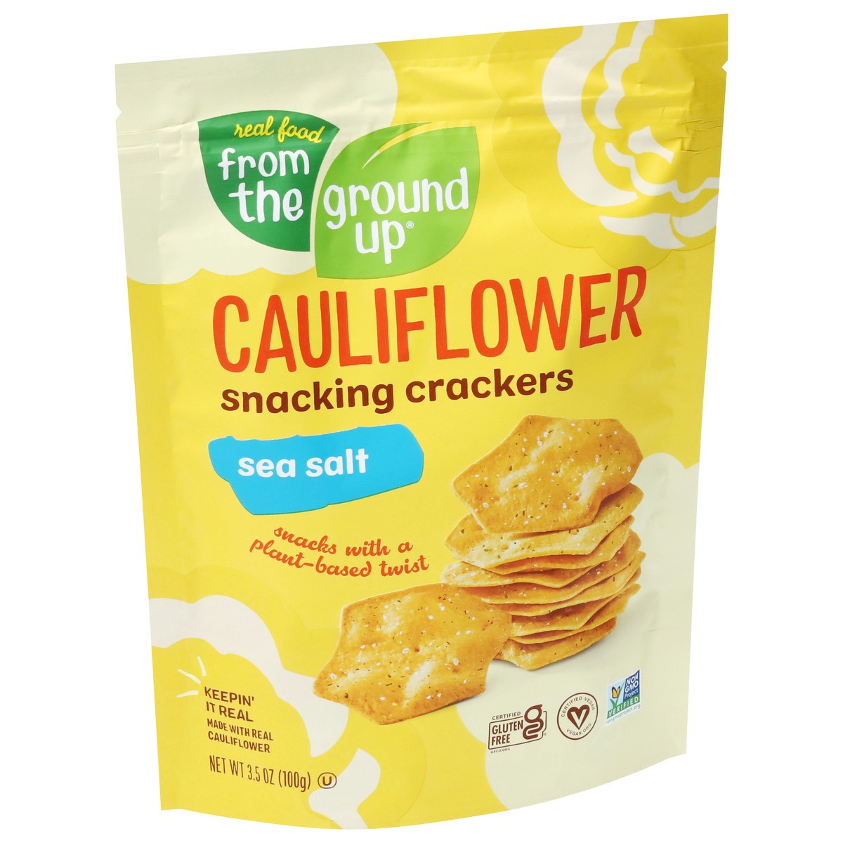 slide 4 of 13, Real Food From the Ground Up Cauliflower Sea Salt Snacking Crackers 3.5 oz, 1 ct