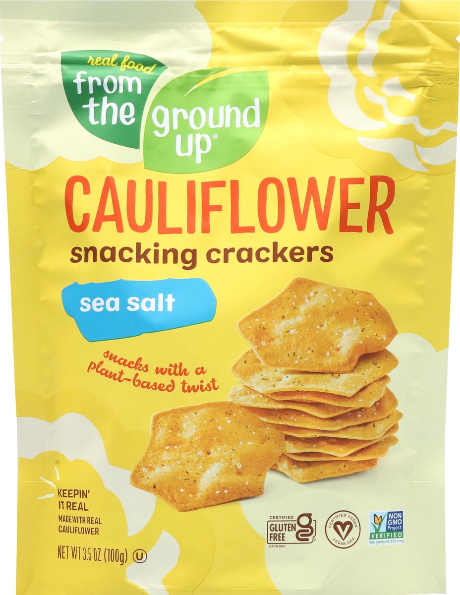 slide 3 of 13, Real Food From the Ground Up Cauliflower Sea Salt Snacking Crackers 3.5 oz, 1 ct