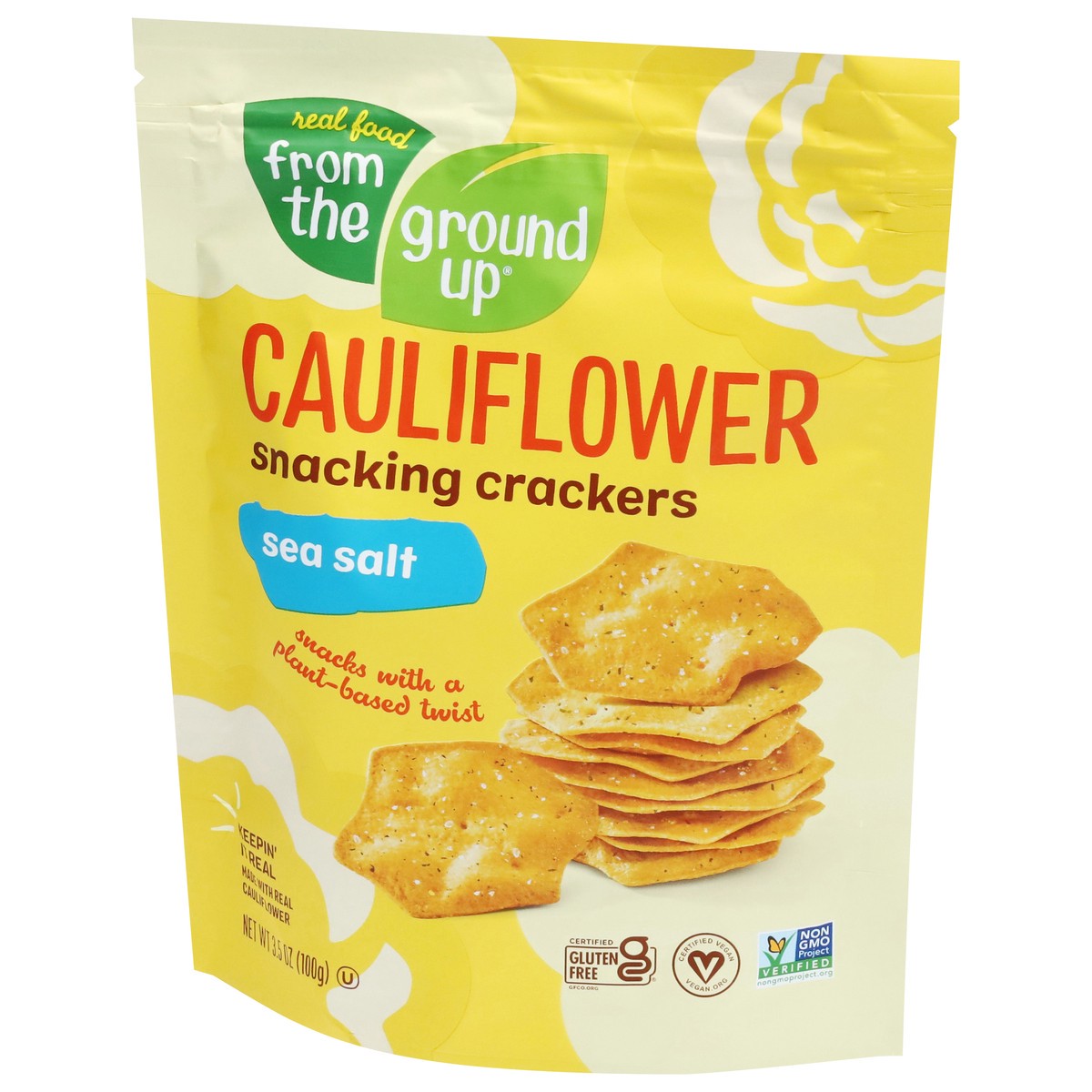 slide 9 of 13, Real Food From the Ground Up Cauliflower Sea Salt Snacking Crackers 3.5 oz, 1 ct