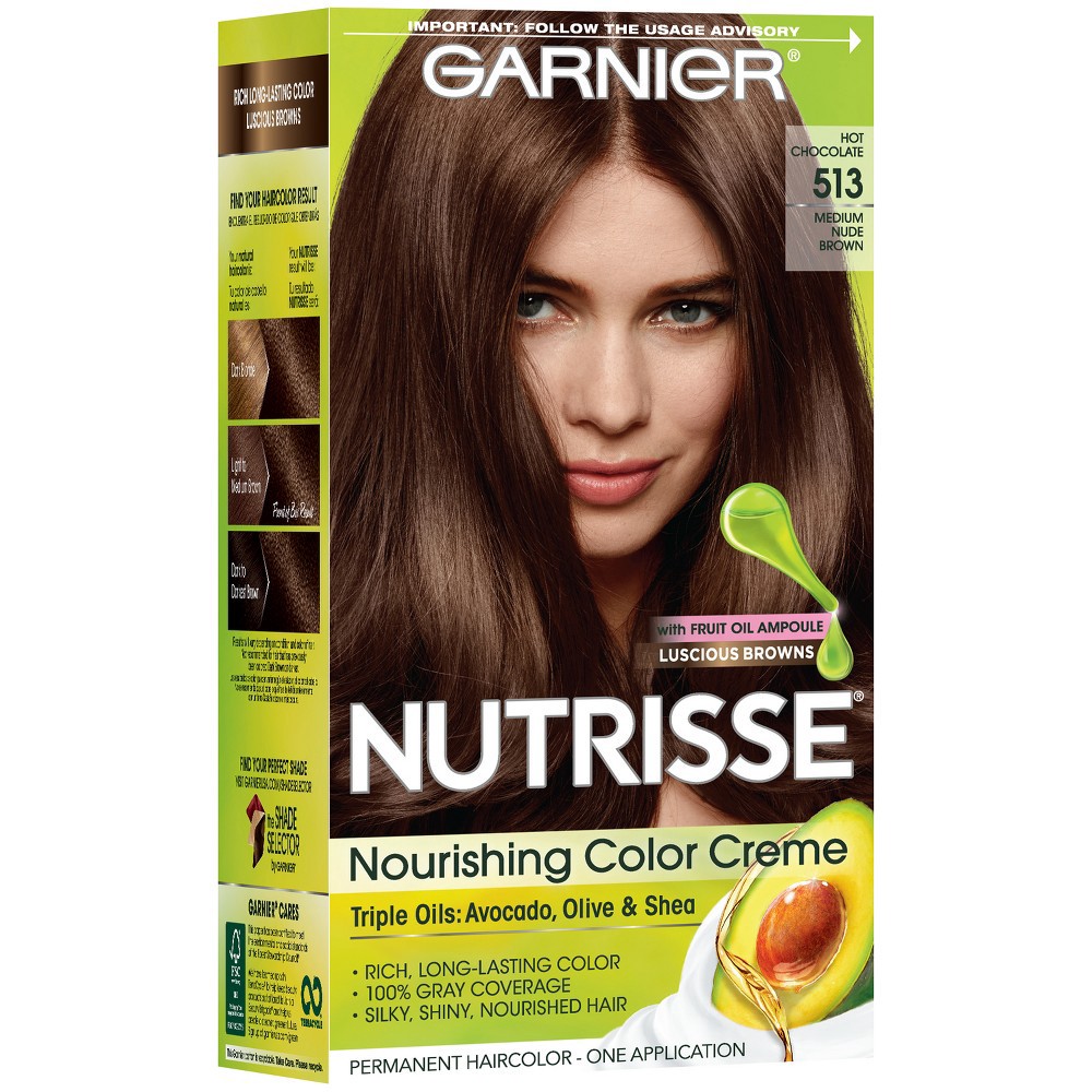 slide 7 of 10, Garnier Nutrisse Nourishing Color Creme 513 Medium Nude Brown, 1 ct