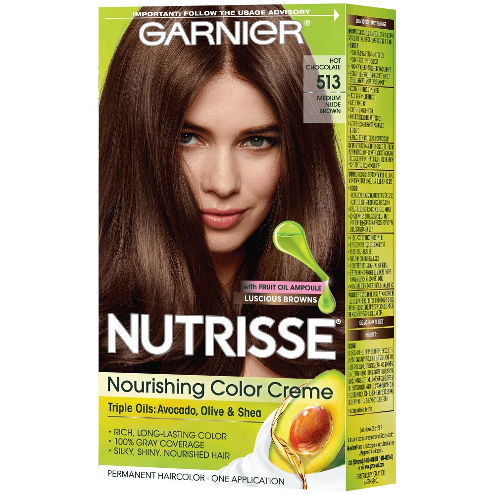 slide 8 of 10, Garnier Nutrisse Nourishing Color Creme 513 Medium Nude Brown, 1 ct