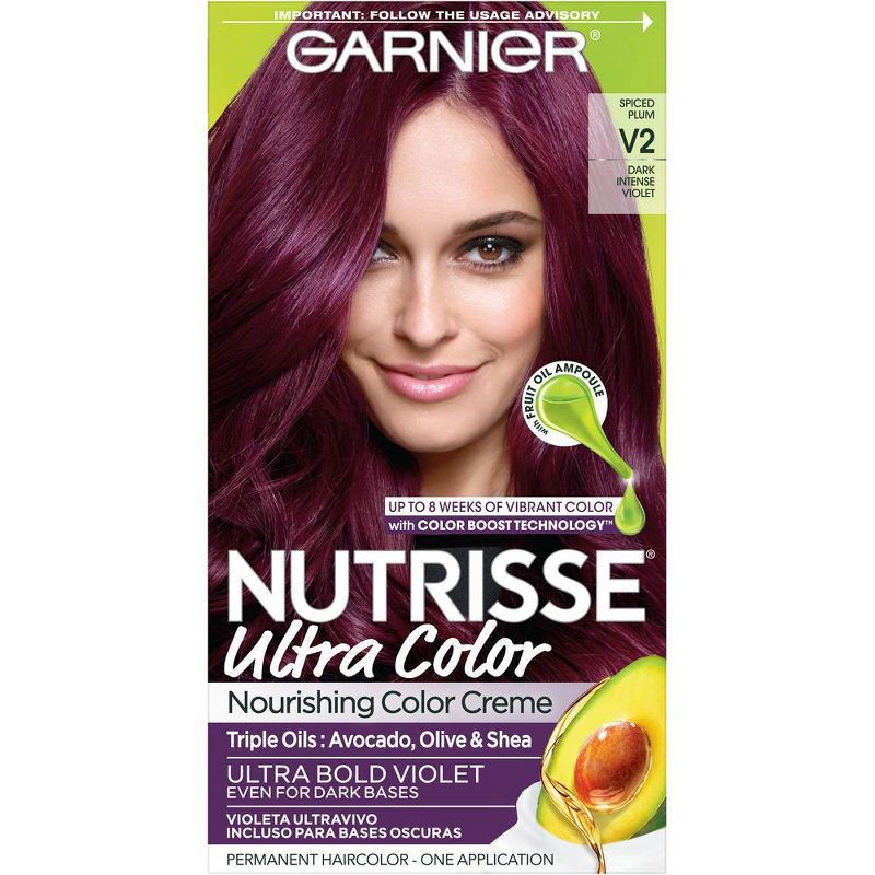 slide 1 of 9, Garnier Nutrisse Nourishing Color Creme - V2 Dark Intense Violet, 1 ct