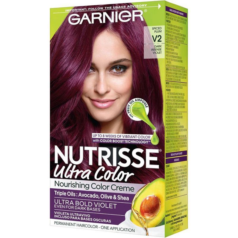 slide 8 of 9, Garnier Nutrisse Nourishing Color Creme - V2 Dark Intense Violet, 1 ct