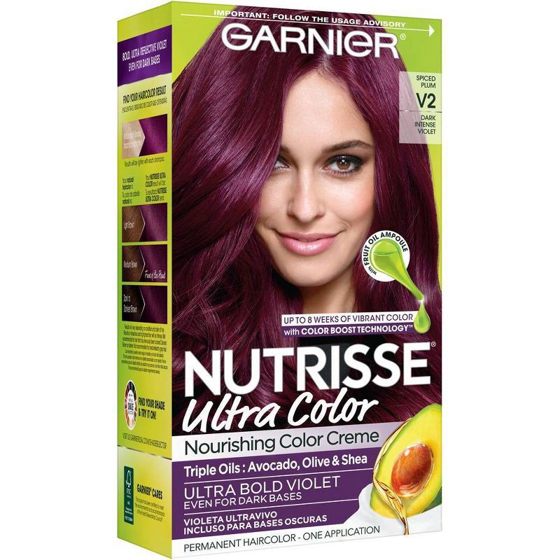slide 9 of 9, Garnier Nutrisse Nourishing Color Creme - V2 Dark Intense Violet, 1 ct