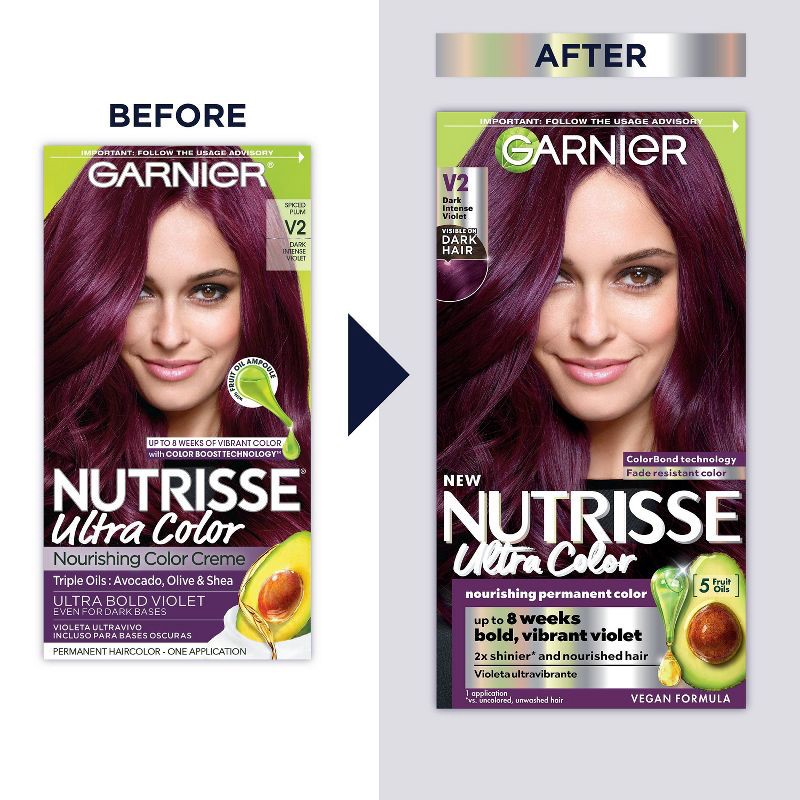 slide 11 of 12, Garnier Nutrisse Nourishing Color Creme - V2 Dark Intense Violet, 1 ct