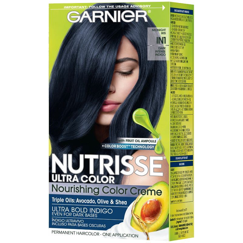 slide 10 of 10, Garnier Nutrisse Ultra Nourishing Color Creme - IN1 Dark Intense Indigo, 1 ct