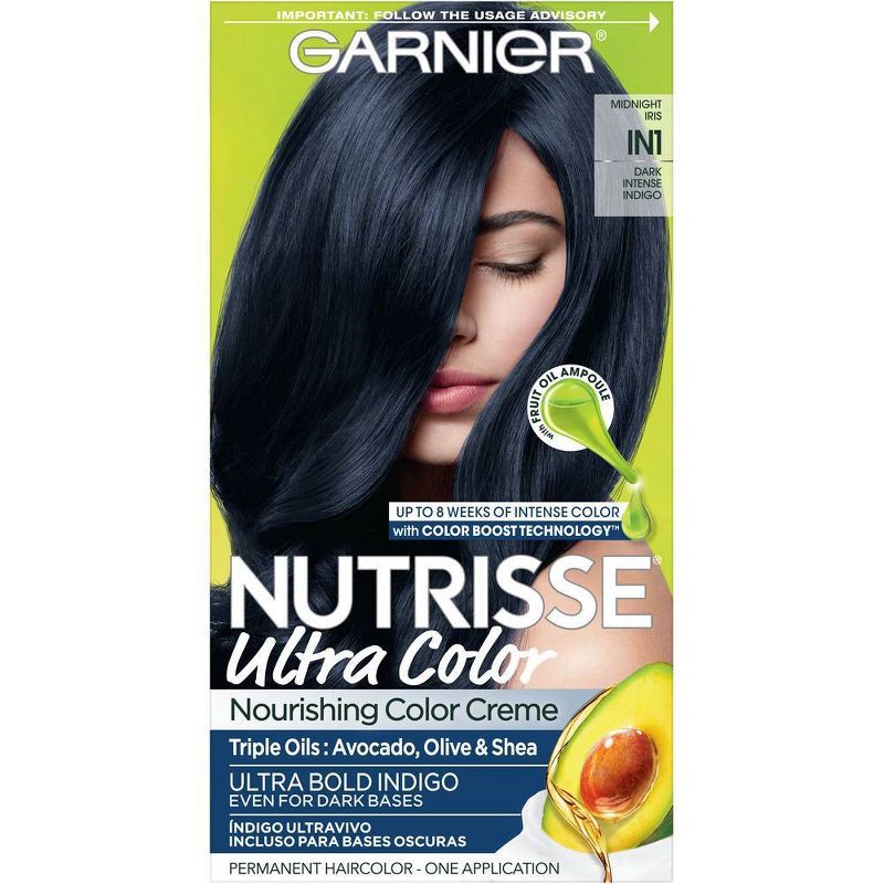 slide 1 of 10, Garnier Nutrisse Ultra Nourishing Color Creme - IN1 Dark Intense Indigo, 1 ct