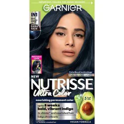 Garnier Nutrisse Ultra Nourishing Color Creme - IN1 Dark Intense Indigo: Permanent Hair Color, All Hair Types, Includes Gloves