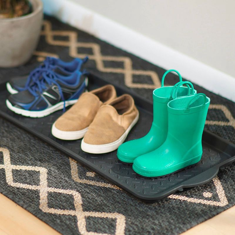 slide 4 of 8, Mohawk 1'7"x3'3" Black Boot Tray Black: Waterproof Shoe Mat Tray, Indoor/Outdoor, Polypropylene, Flat Pile, 1 ct