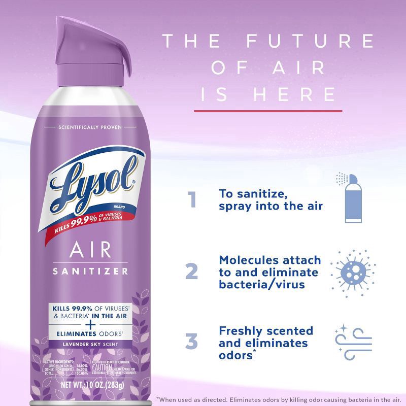 slide 4 of 6, Lysol Air Sanitizing Spray Air Freshener Lavender Sky - 10 oz, 10 oz