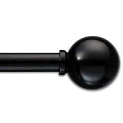 48"-84" Drapery Cafe Rod Ball Black - Room Essentials™: Adjustable Metal Curtain Rod, Single, Painted Finish