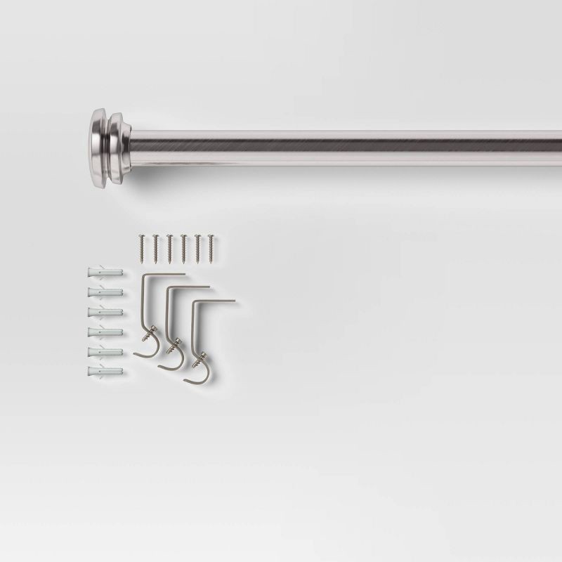 slide 3 of 4, 48"-84" Café Curtain Rod Brushed Nickel - Room Essentials™, 1 ct