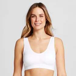 Jockey Generation™ Women's Seamfree Tank Strap Bralette - White L: Nylon Spandex Blend, Scoopneck, Wireless, Unlined Cup