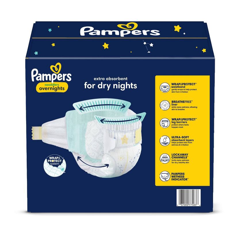 slide 3 of 7, Pampers Swaddlers overnights Diapers Super Pack - Size 3 - 66ct, 66 ct