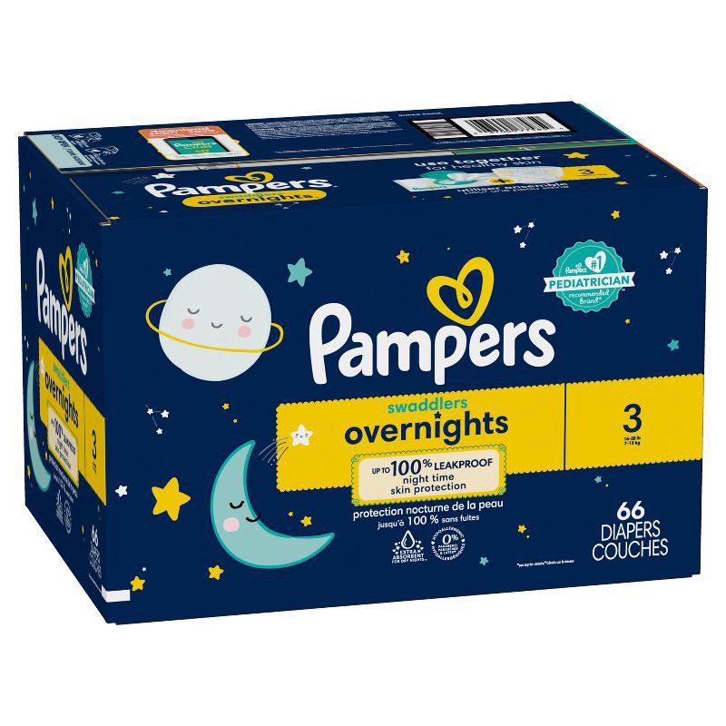 slide 12 of 13, Pampers Swaddlers overnights Diapers Super Pack - Size 3 - 66ct, 66 ct