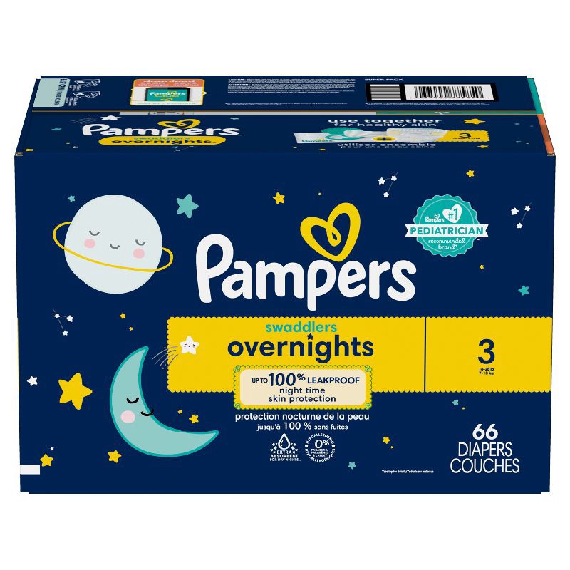 slide 13 of 13, Pampers Swaddlers overnights Diapers Super Pack - Size 3 - 66ct, 66 ct