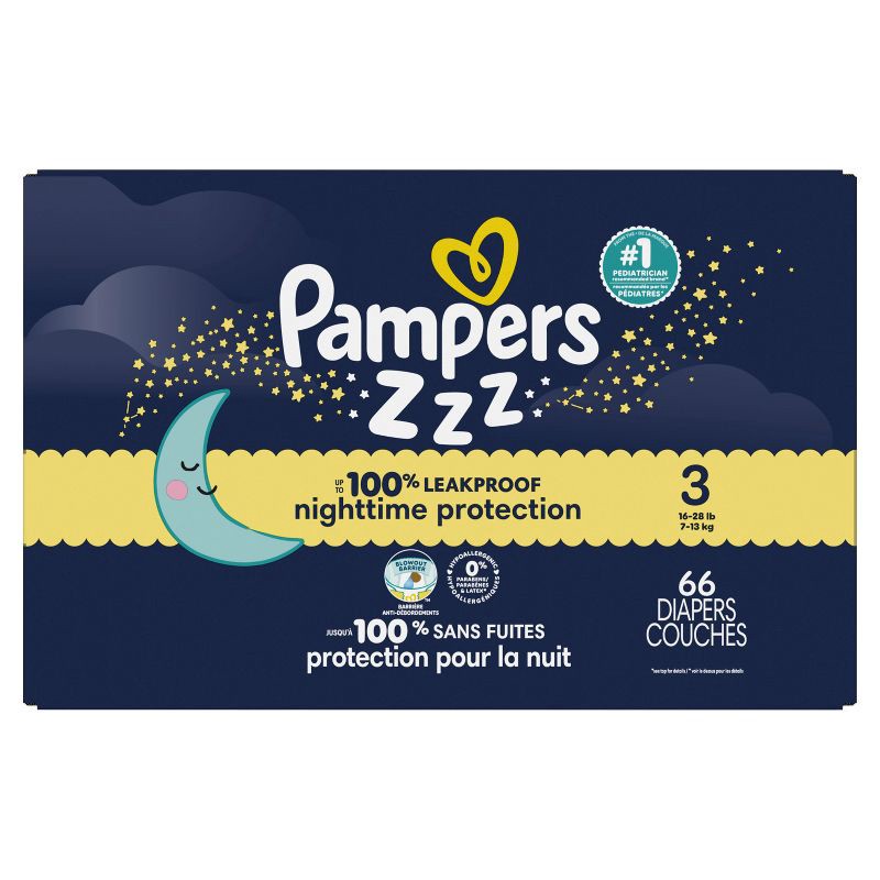 slide 15 of 16, Pampers Swaddlers Overnight Diapers - Size 3 - 66ct, 3 x 66 ct