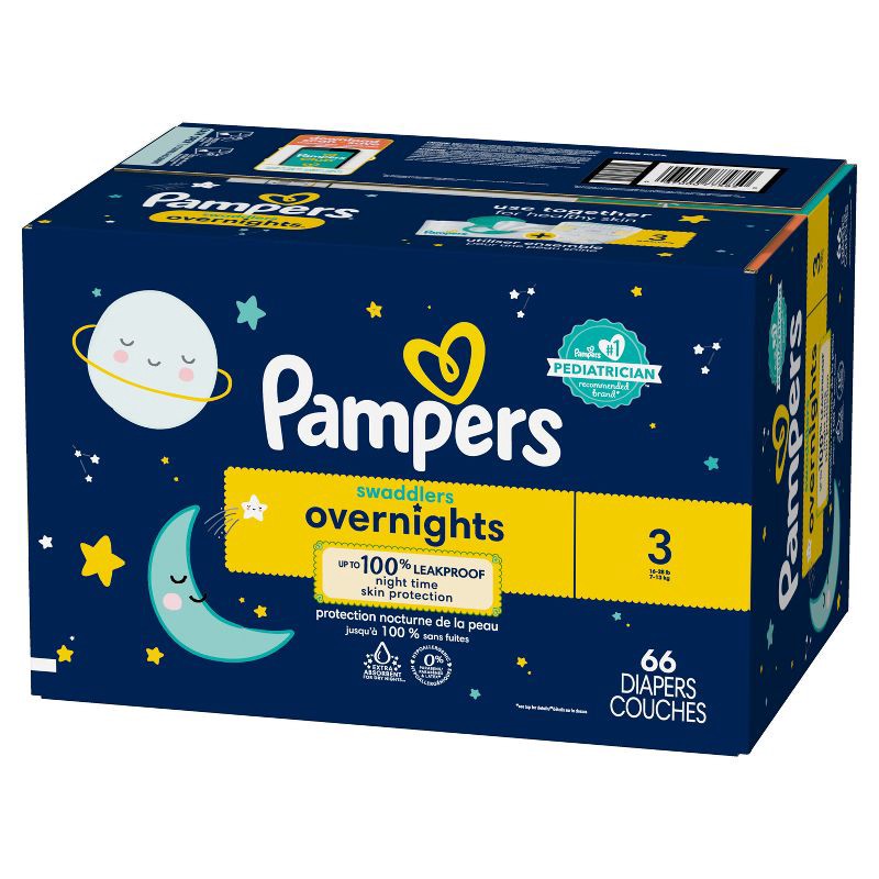 slide 11 of 13, Pampers Swaddlers overnights Diapers Super Pack - Size 3 - 66ct, 66 ct