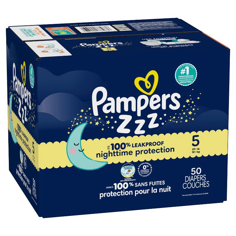 slide 16 of 16, Pampers Swaddlers Overnight Diapers - Size 5 - 50ct, 5 x 50 ct