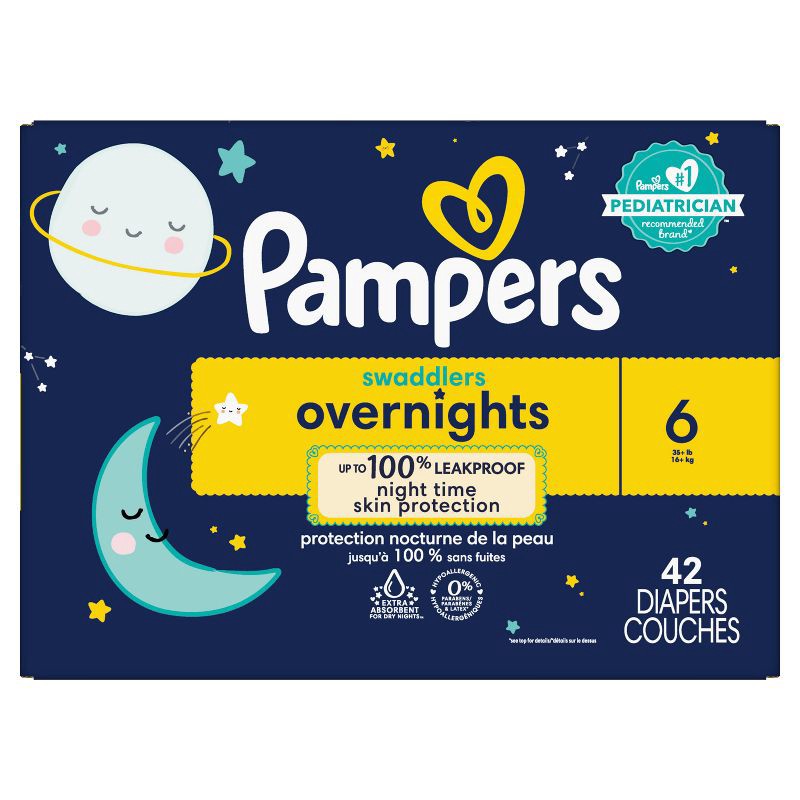 slide 2 of 13, Pampers Swaddlers overnights Diapers Super Pack - Size 6 - 42ct, 42 ct