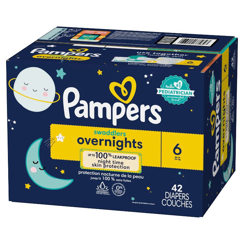 slide 12 of 13, Pampers Swaddlers overnights Diapers Super Pack - Size 6 - 42ct, 42 ct