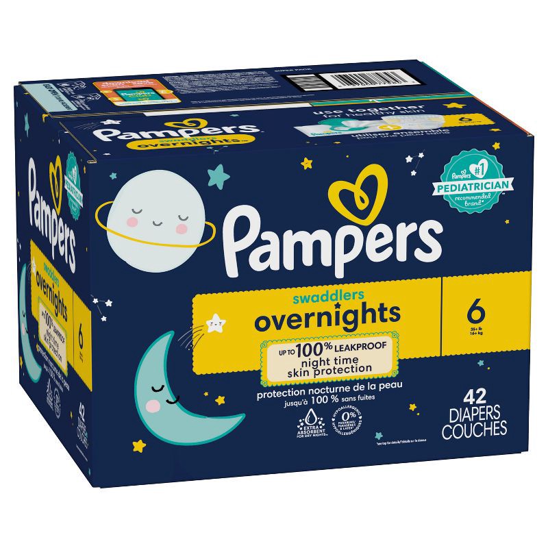 slide 11 of 13, Pampers Swaddlers overnights Diapers Super Pack - Size 6 - 42ct, 42 ct