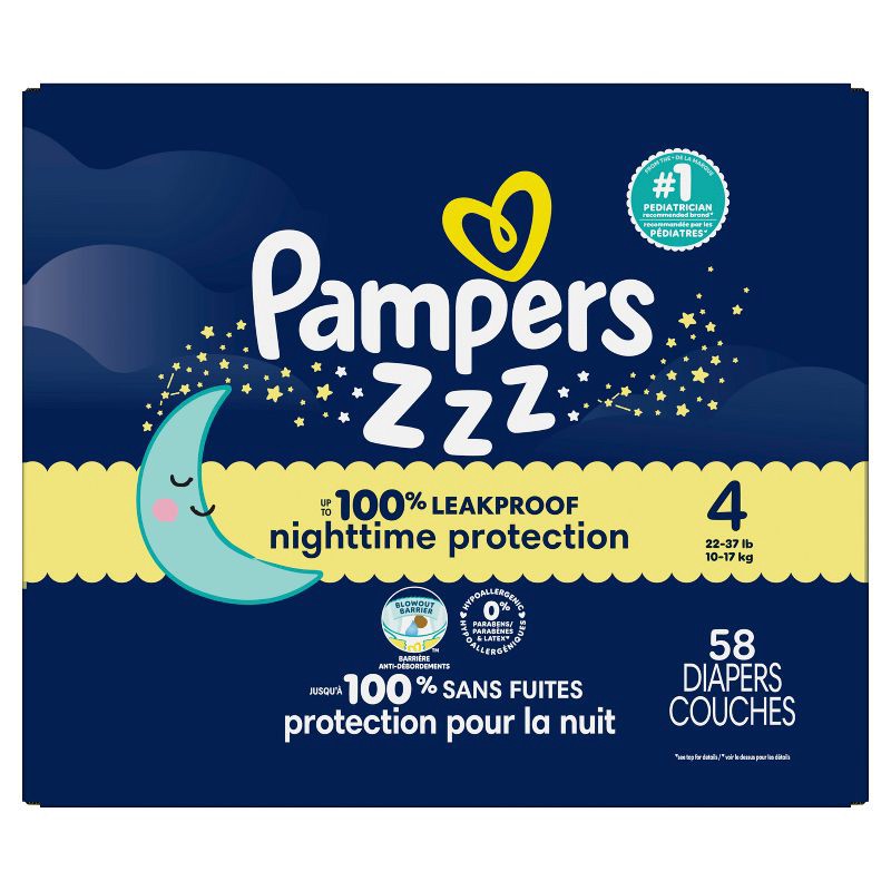slide 15 of 16, Pampers Swaddlers Overnight Diapers - Size 4 - 58ct, 4 x 58 ct
