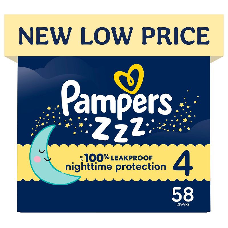 slide 1 of 16, Pampers Swaddlers Overnight Diapers - Size 4 - 58ct, 4 x 58 ct