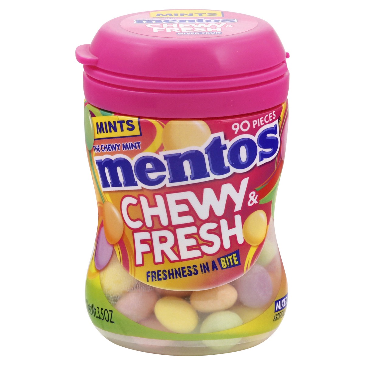 slide 7 of 7, Mentos Chewy Fresh Mixed Fruit Mints, 90 ct