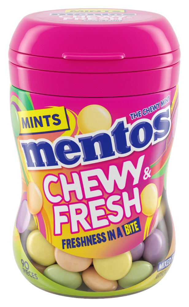 slide 1 of 7, Mentos Chewy Fresh Mixed Fruit Mints, 90 ct