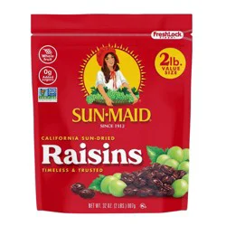 Sun-Maid California Sun-Dried Raisins 32oz Resealable Stand-Up Zipper Bag