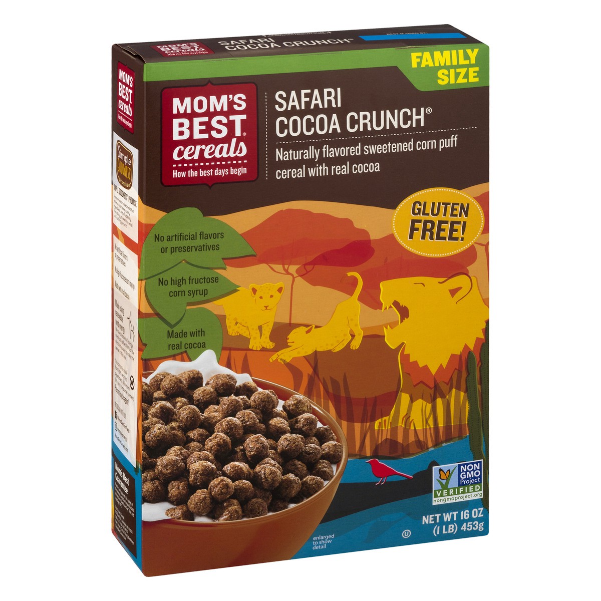 slide 5 of 13, Mom's Best Family Size Gluten Free Sweetened Corn Puff Safari Cocoa Crunch Cereal 16 oz, 16 oz