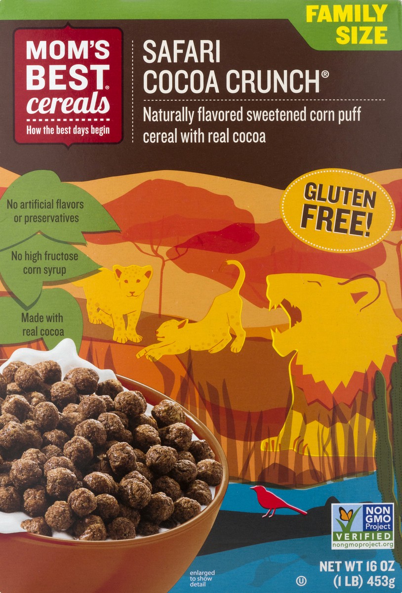 slide 2 of 13, Mom's Best Family Size Gluten Free Sweetened Corn Puff Safari Cocoa Crunch Cereal 16 oz, 16 oz