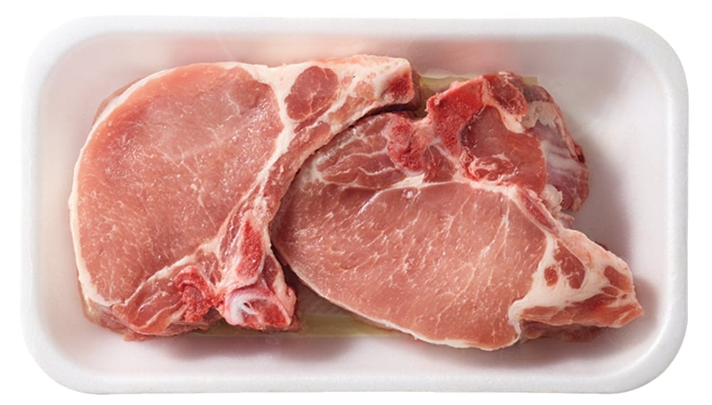 slide 1 of 1, Pork Thick Center Cut Bone In Pork Chops (About 2 Chops Per Pack), per lb