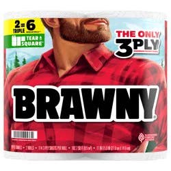 Brawny Tear-A-Square Paper Towels, 2 Triple Rolls