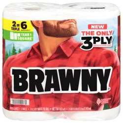 Brawny Tear-A-Square Paper Towels, 2 Triple Rolls