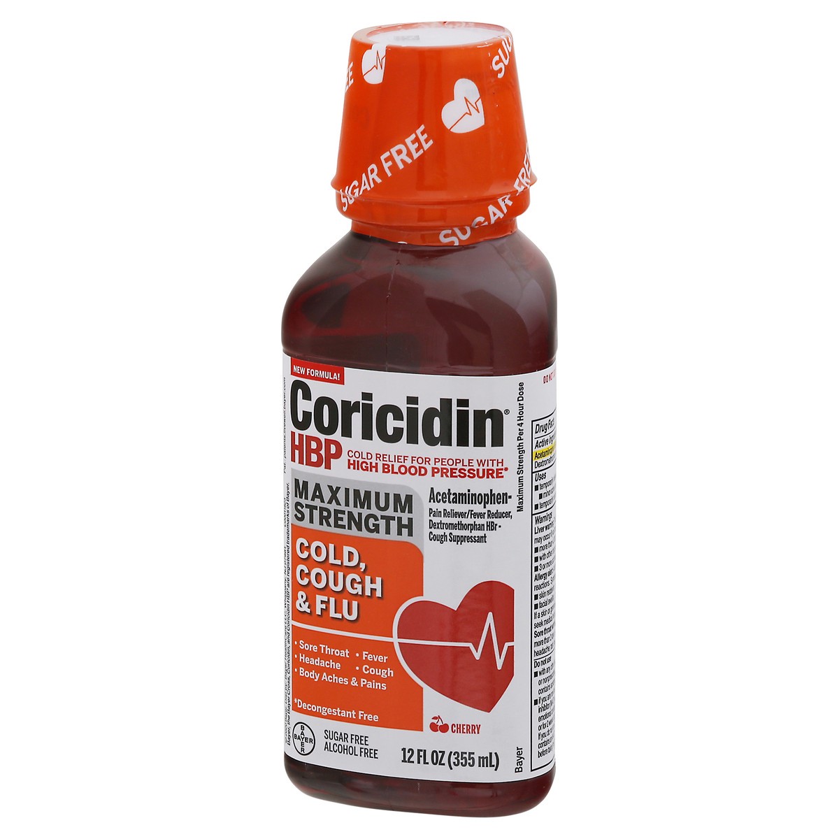 slide 9 of 12, Coricidin HBP Maximum Strength Cherry Cold, Cough & Flu 12 fl oz, 12 fl oz