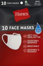 Hanes White Face Masks 10 ea