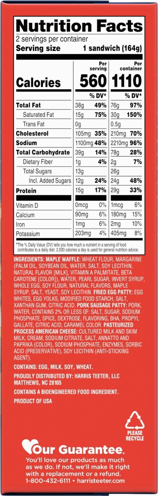 slide 3 of 4, HT Traders™ Liege Style Maple Waffle Sausage Egg & Cheese Breakfast Sandwiches, 2 ct